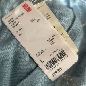 Blue V-Neck Women's Sweater 100% wool